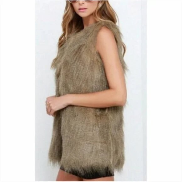 Black Swan Frost Flurry Of Fun Faux Fur Penny Lane Vest Size Small - Picture 8 of 11